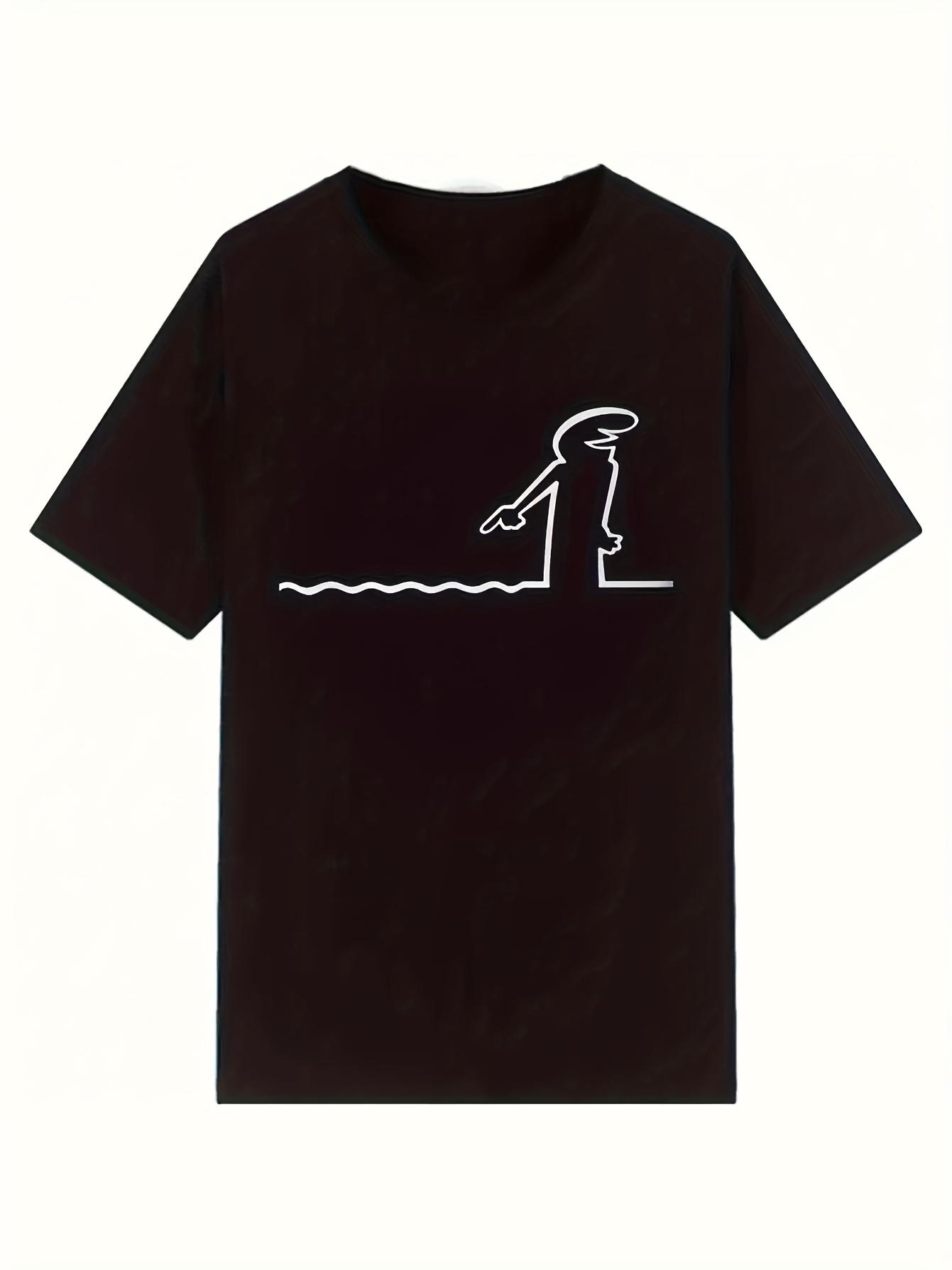 

Men s T-Shirt Y2K Minimalist Line Art Black Regular Fit 4XL