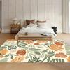 Home Alfombra Cream Orange-Green Floral Area Rug Modern Floral Kids Floor Mat Non-Slip Carpets for Living Room Decoration Gift