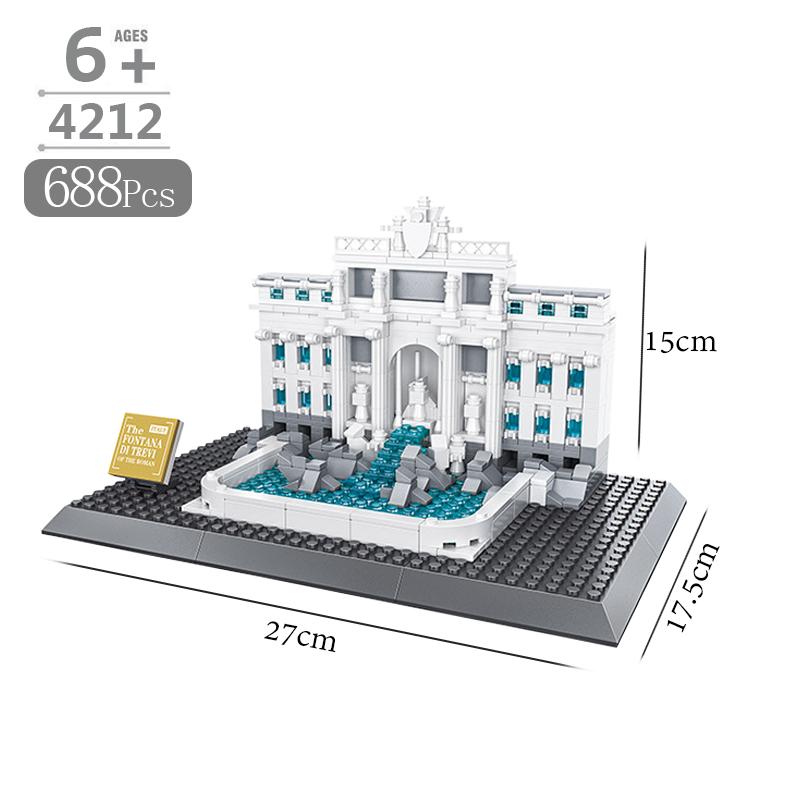 

Architecture Building Blocks Set London Tower Bridge Romane Trevi Fountain MOC Model Kit Bricks City Accessories Toys Gifts