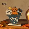 Natural Craftsmanship Gifts Cute Halloween Black Cat Pumpkin Skull Decor, Vintage Boo Wooden Sturdy Decorative Accents Signs, Tabletop Decoration for