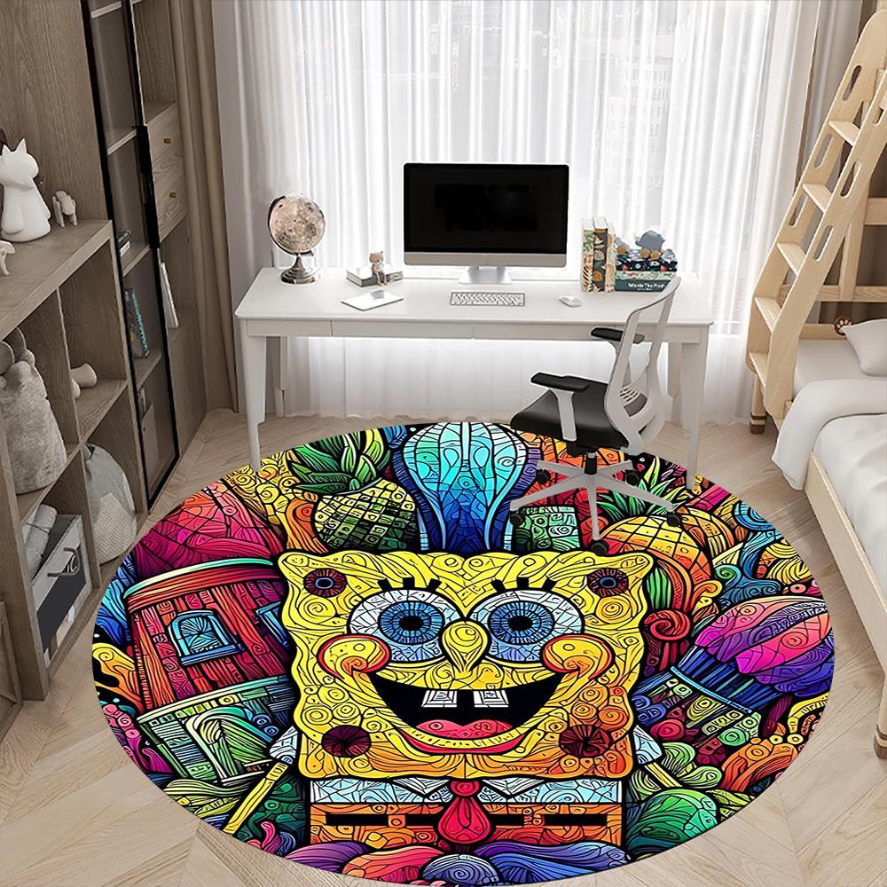 1pc Artwork Office Round Area Rug, Indoor Mat Suitable For Office, Bedroom Living Room Home Decor, Room Deco,  Offic a0928126