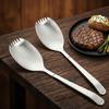 Stainless Steel Kitchen Spoon Fork Thickened Serving Soup Spoon Salad Spoon  Hotel