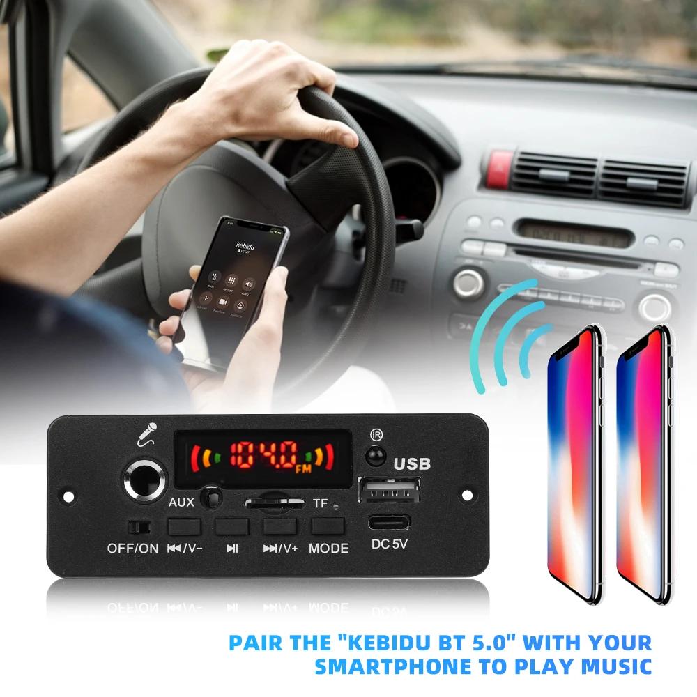 Wireless Bluetooth MP3 Decoder Board 10W DC 5V Amplifier DIY Car MP3 Player Audio FM Radio Handsfree Call Recording Support Microphone