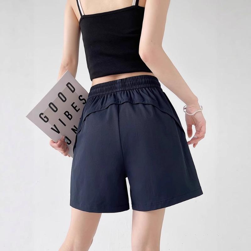 Women High Waist Quick Dry Casual Loose Straight Knee Length Sports Shorts S темно-синий