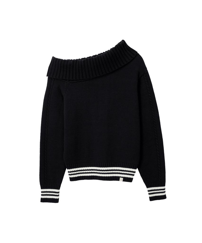 Biteoseljeu Sally Asymmetrical Off-Shoulder Knit - Black