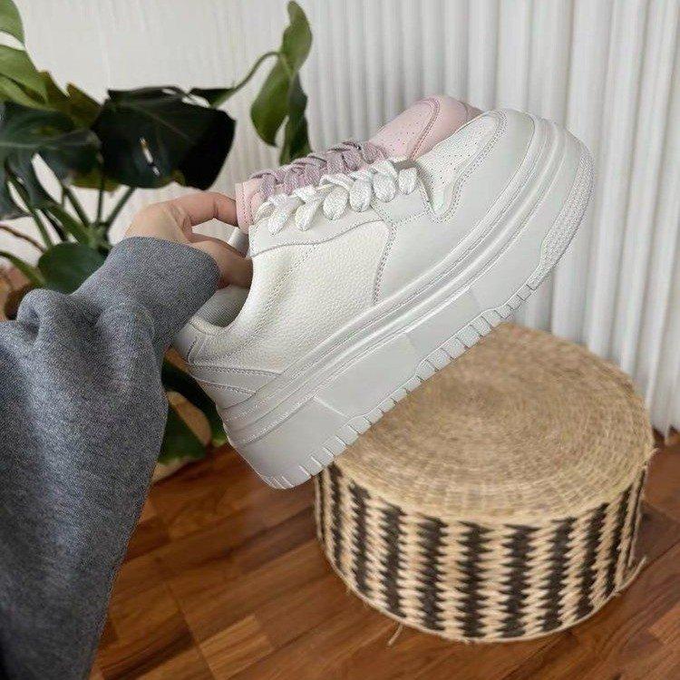 European real soft leather thick-soled little white shoes women's 2025 spring new popular muffin versatile board shoes casual student shoes