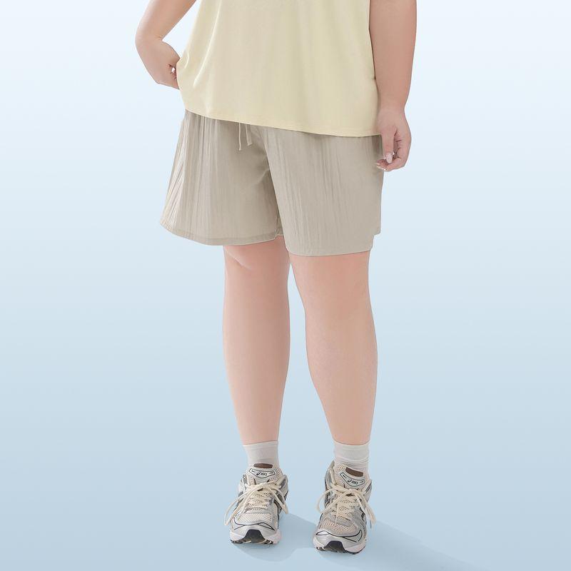 

Plus size women clothing [Cool Feeling Quick-Drying T-shirt] Three Clothes Length Summer Sports Leisure Sun Protection round Neck Short sleeve Top Apricot Gray-shorts 7xl