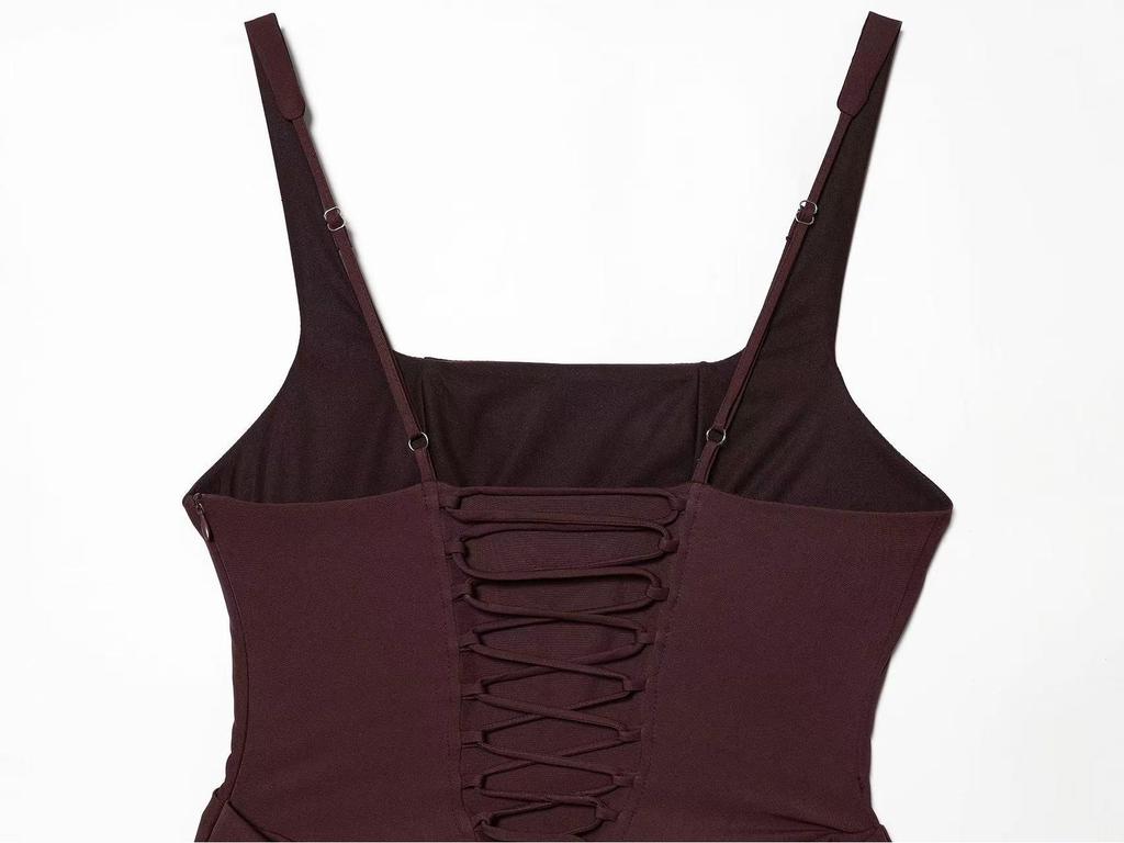 Spaghetti Strap Lace-up Waist-cinching Bodycon Dress for Women