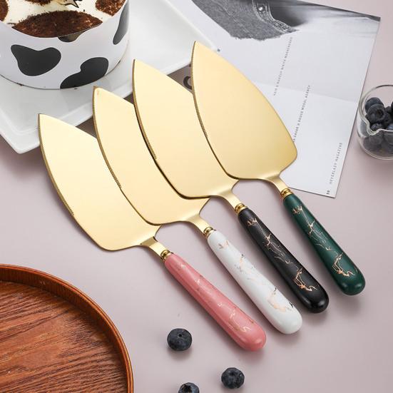 Butter Knife And Spatula Set with Ceramic Handle Stainless Steel Baking Turner for Butter Pizza Pastry Non-Stick Cake Cutter And Butter Spreader