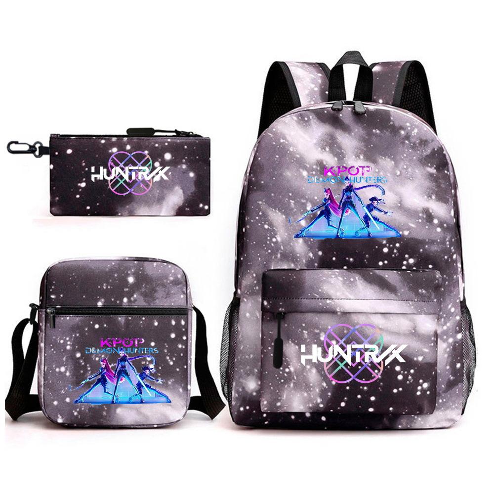 Demon Hunter Girl Group Backpack Kpop Backpack Digital Color Printing Boys And Girls School Bag Shoulder Bag Three-Piece Set