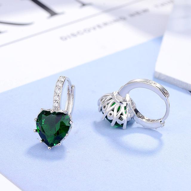 Splendidi orecchini a cerchio a forma di cuore in argento sterling 925 semplici per donna, gioielli da sposa, orecchini con zirconi cubici, accessorio femminile