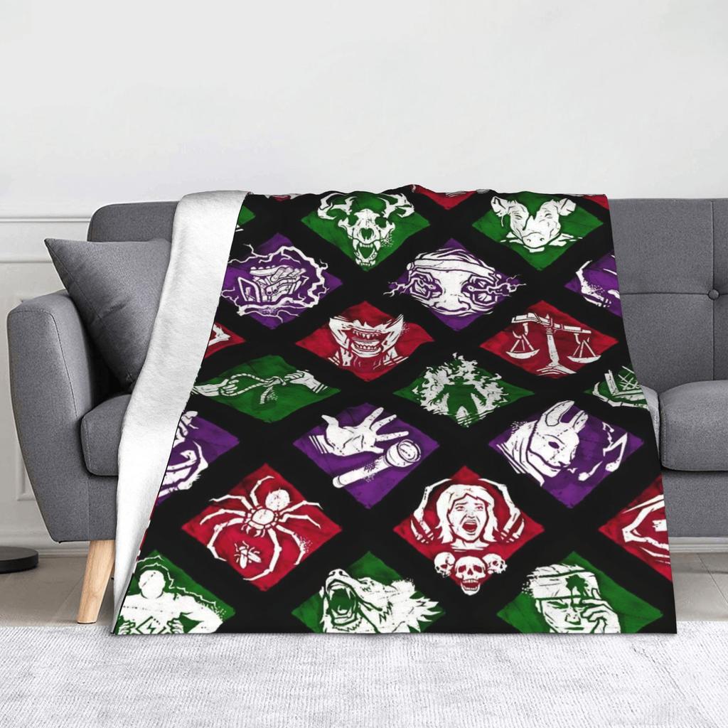 Deads by Daylights Horror Game Blankets  Flannel Throw Blanket Summer Air Conditioning Personalised Lightweight Bedspreads