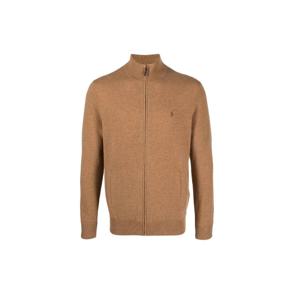 Polo Ralph Lauren Solid Color Stand Collar Zip Long Sleeve Jacket Men Jackets Brown 710876719-004