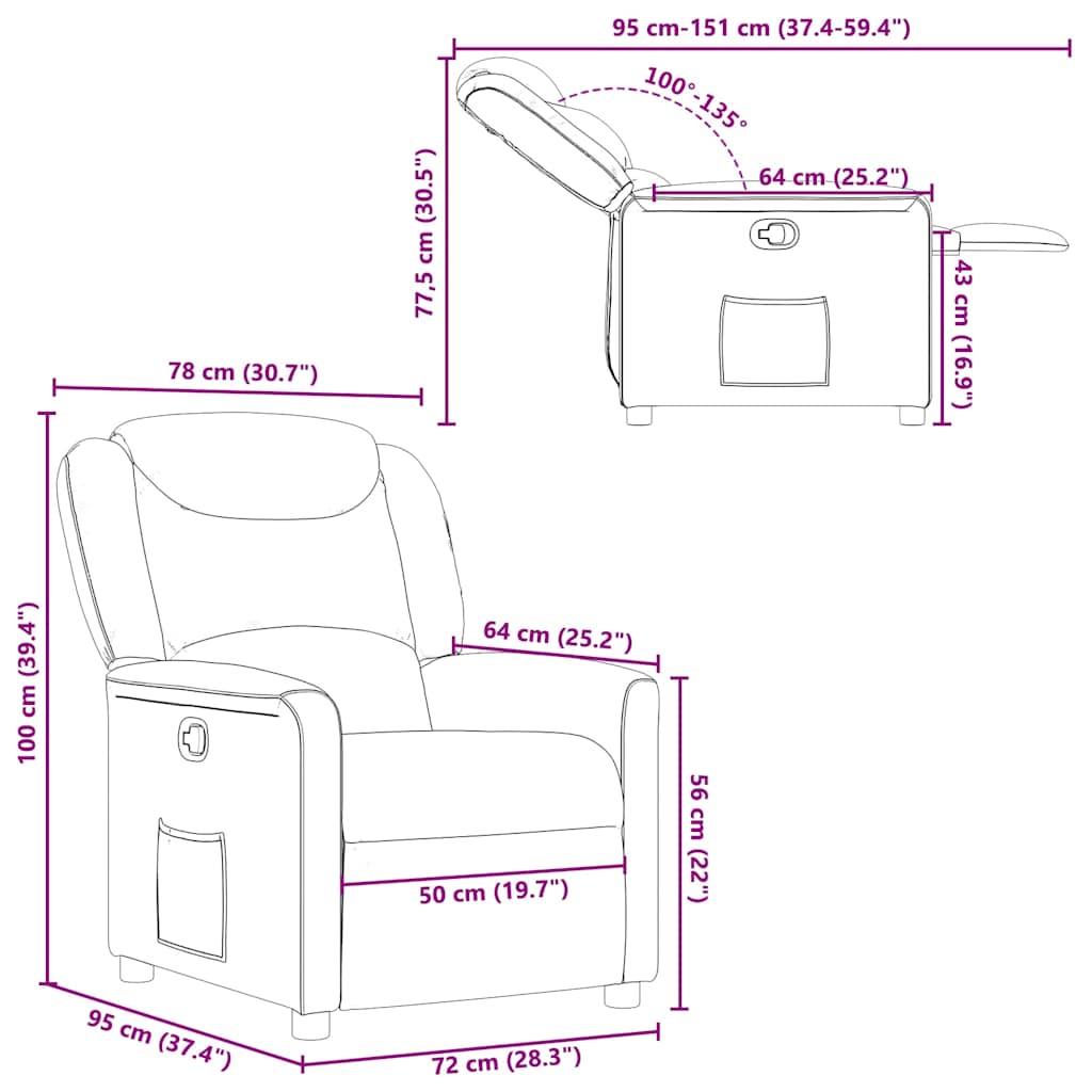 Relaxation Armchair Light Grey Fabric