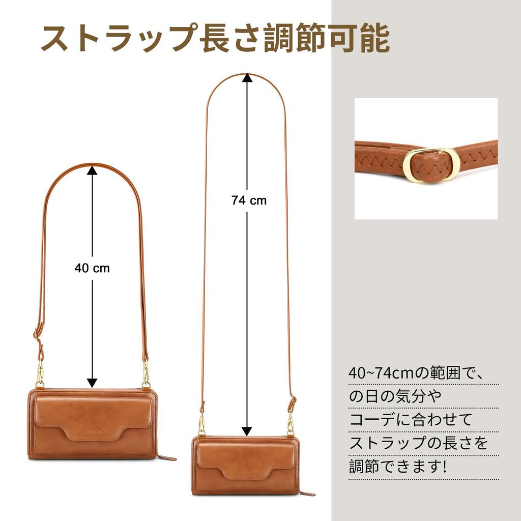 Small Crossbody Shoulder Bag for Women with Wristlet Phone Wallet and Credit Card Holder [nuoku] (Brown)