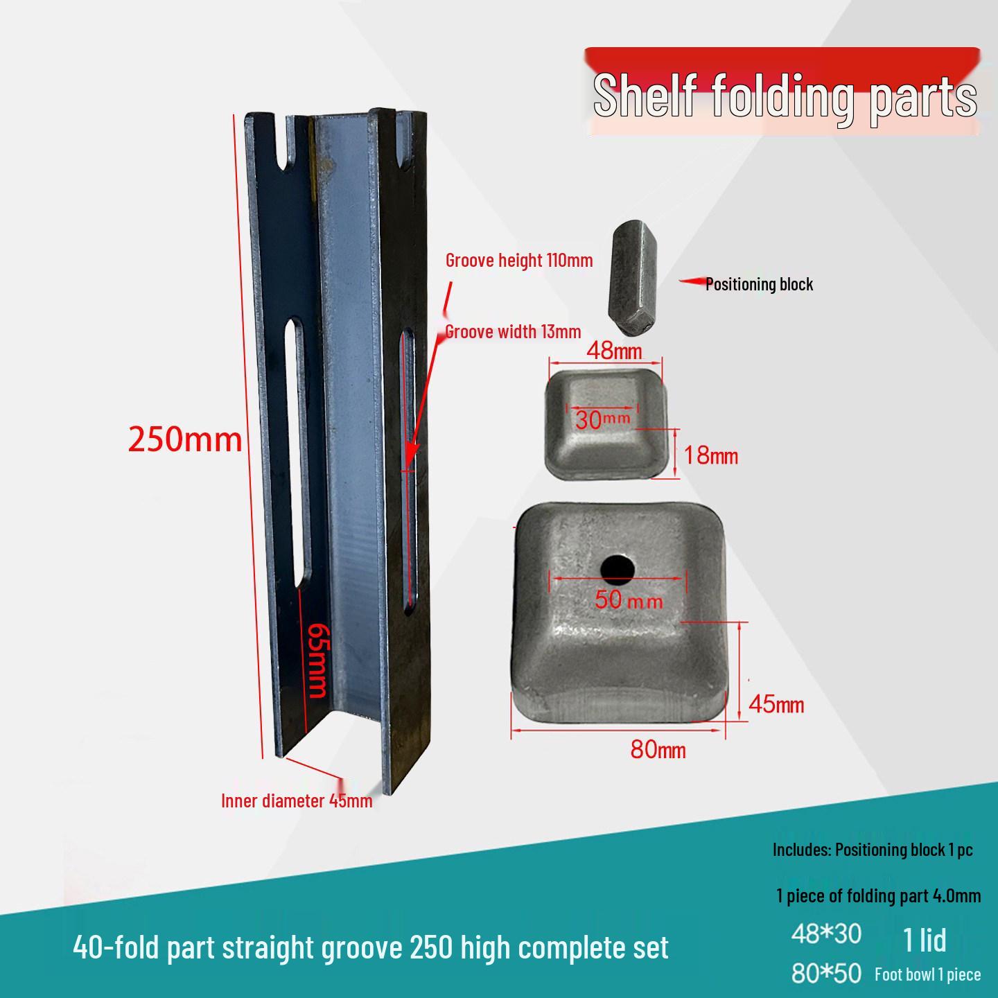 50 Heavy-Duty Straight & Curved Slot Folding Storage Rack with Square Tube Base & Positioning Block Cup