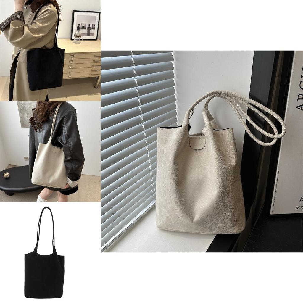 Trendy Vintage Large Capacity Canvas Tote Bag For Women In Black Brown And White Colors