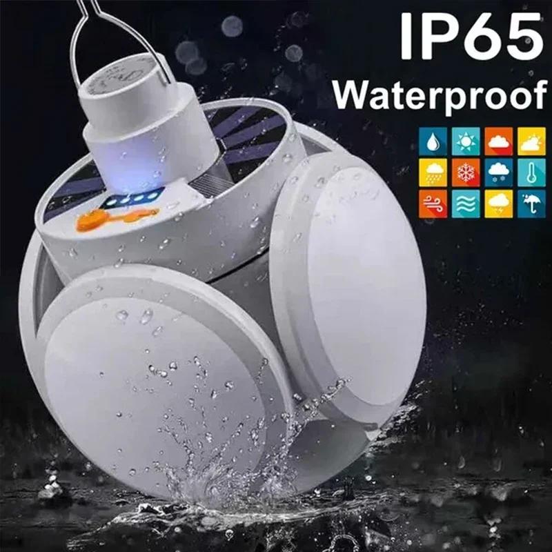 Solar Outdoor LED Light DC Fast Charging Folding Lamp Portable Waterproof Garden Camping Torch Emergency Search Lighting