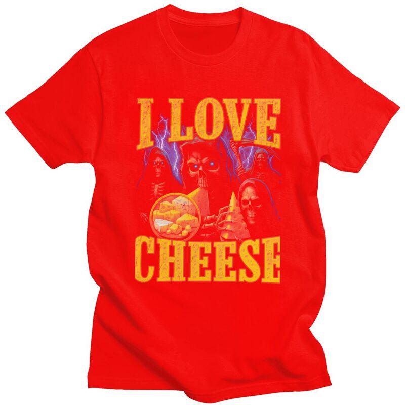 I Love Cheese Grim Reaper T Shirt Unisex Short Sleeves Fashion Casual Clothing Streetwear Summer Loose Fit 100 Cotton Tee Tops