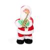 Electric Musical Reindeer Pull Cart Santa Figurine Christmas Decoration Table Decor Toy For Kids Holiday Stocking Stuffer Gift