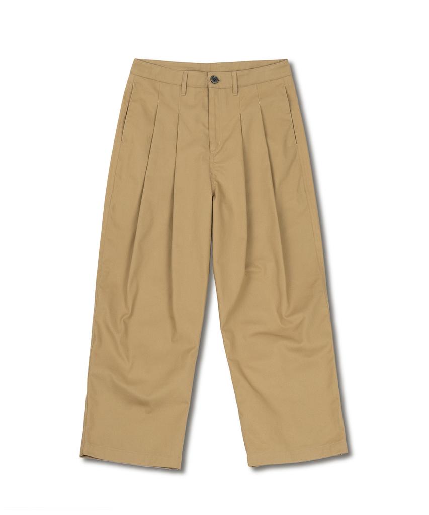 MUDSALT Double-Pleat Wide Chino Pants Beige