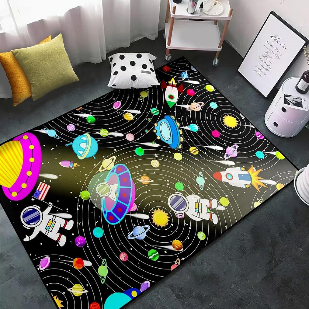 Starry Sky Rug Space Pattern Carpet Solar System Rug for Boy Girls Bedroom Galaxy Starry Sky Area Rug Universe Themed Decoration