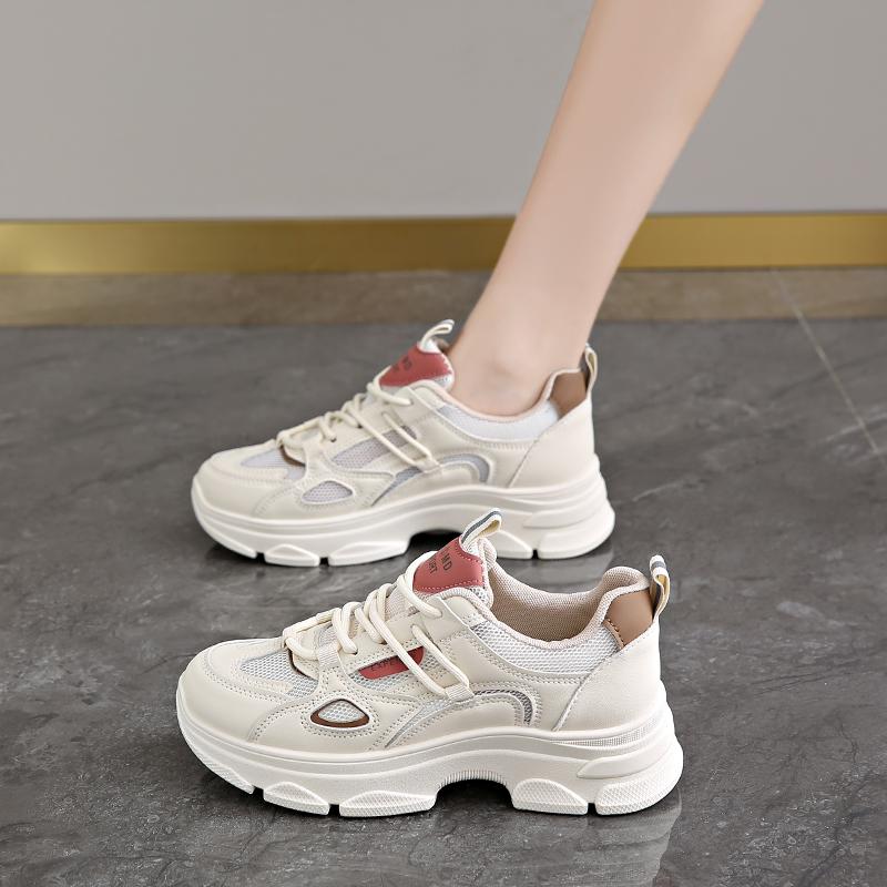 

CRLAYDK Женские кроссовки на массивной платформе в стиле «папиных», сетчатые повседневные кроссовки на шнуровке для ходьбы, белые, модные, для бега, спорта, тенниса для женщин 40