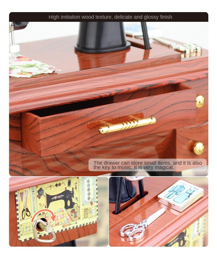 Retro Nostalgic Simulation Sewing Machine Music Box Desktop Music Box Atmosphere Decoration Creative Gift Home Decoration Gift