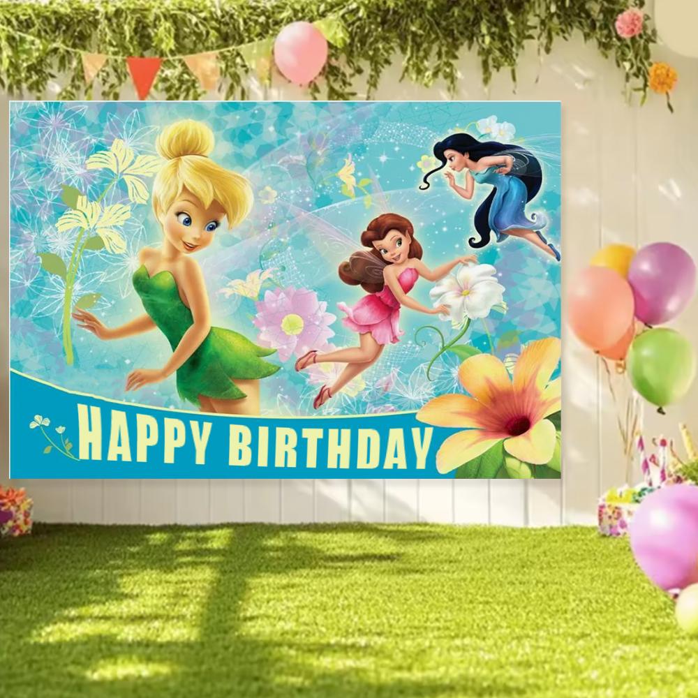 Peter Pan Tinker Bell Birthday Party Decoration Cake Topper Balloon Princess Forest Elf Background Banner Boy Girl Gifts