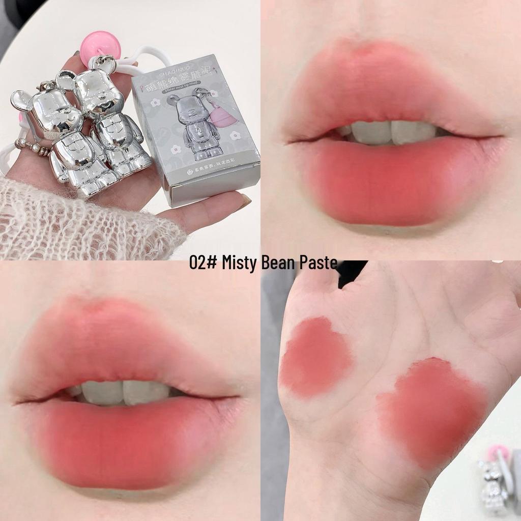 SHAQINUO Cute Bear Velvet Matte Lip Mud - Soft Nude Whitening Lipstick