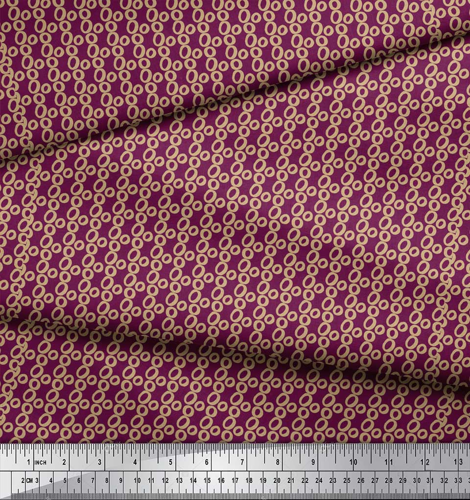 Soimoi Pink Japan Crepe Satin Fabric Small Circle Geometric Print Fabric by metre 42 Inch
