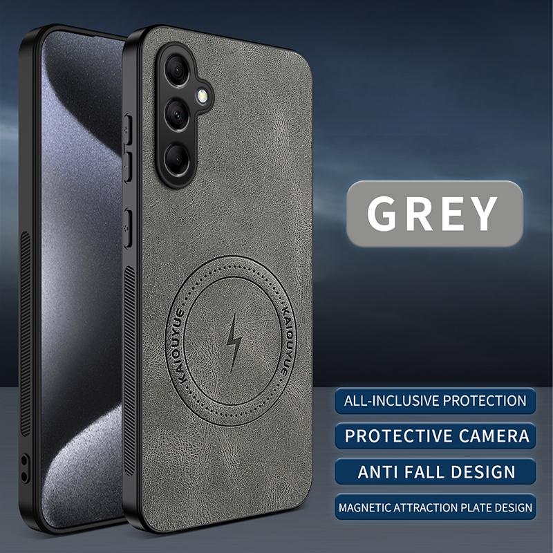 Leather Texture Wireless Charging Magnetic Case For Samsung Galaxy S24 FE S24FE Plus Ultra 5G ShockProof Phone Cover