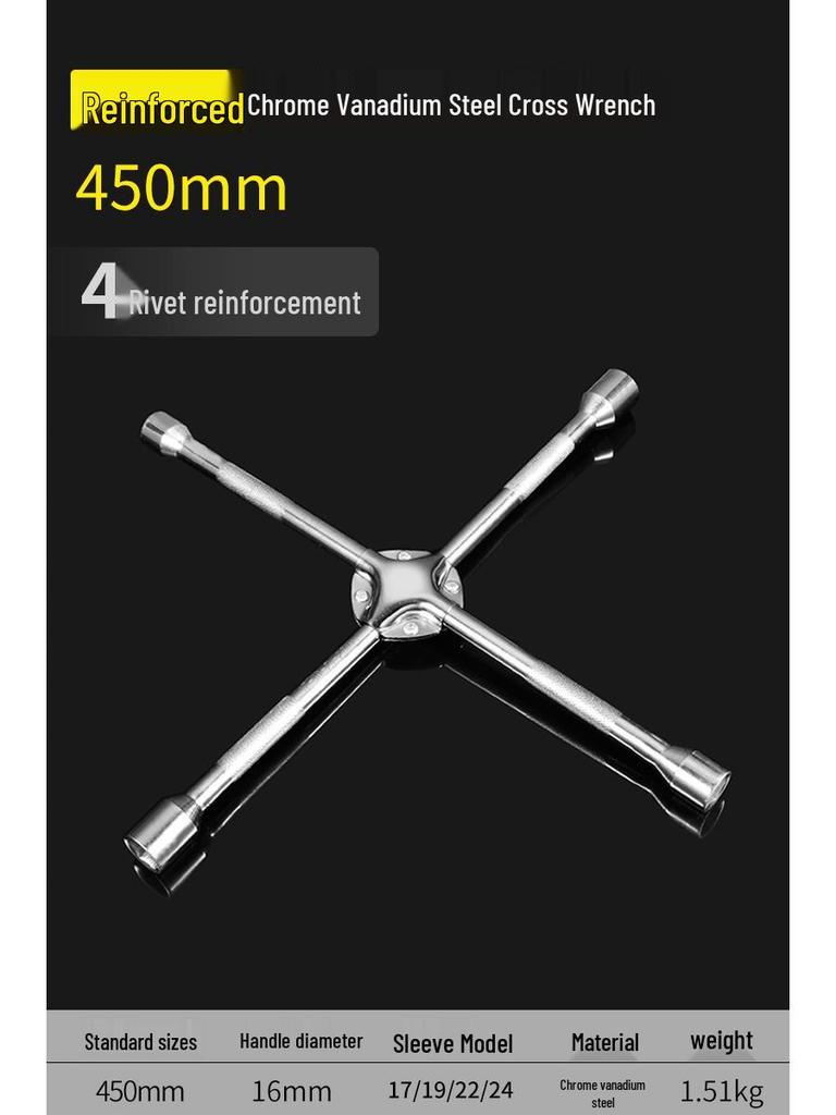 Effort-Saving Cross Tire Wrench and Socket Tool Set for Tire Changing