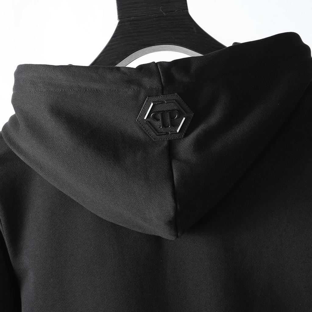 Philipp Plein Europejska Moda Uliczna Męska Kurtka Rozpinana z Haftowaną Głową Tygrysa