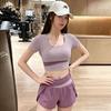 Women's Color-Blocked Slimming Yoga Set: High-Waisted Anti-Exposure Shorts, Quick-Dry Breathable Two-Piece for Pilates Training