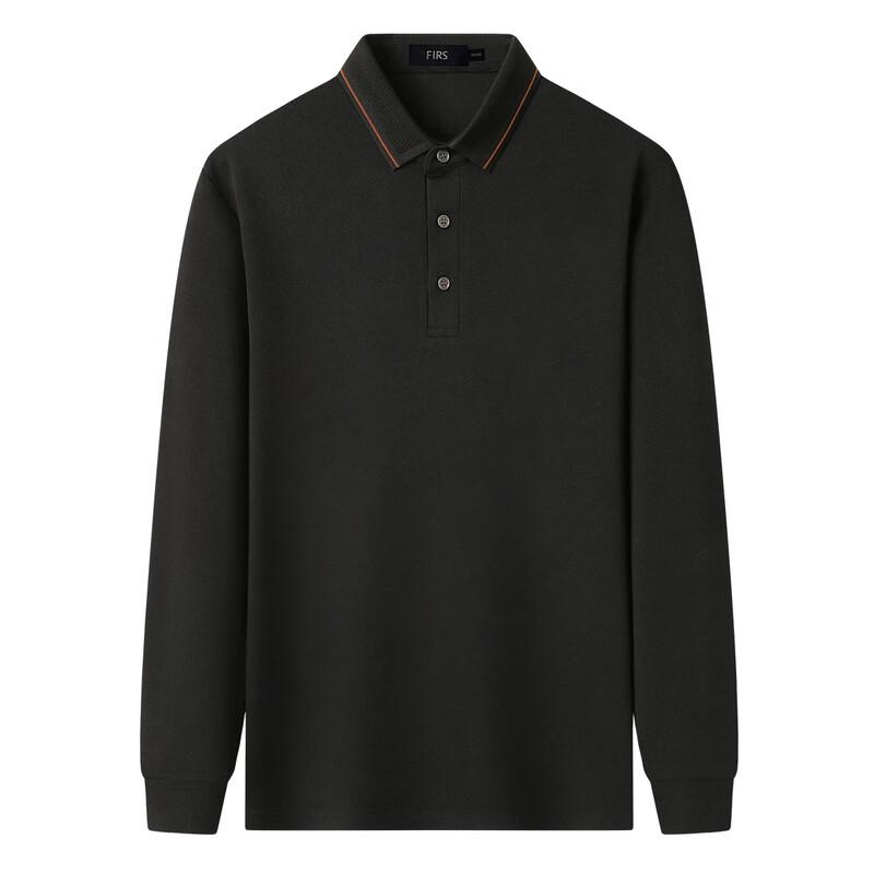 FIRS Men's 10A Antibacterial Silk & Wool Blend Color-Block Lapel Long-Sleeve Polo Shirt
