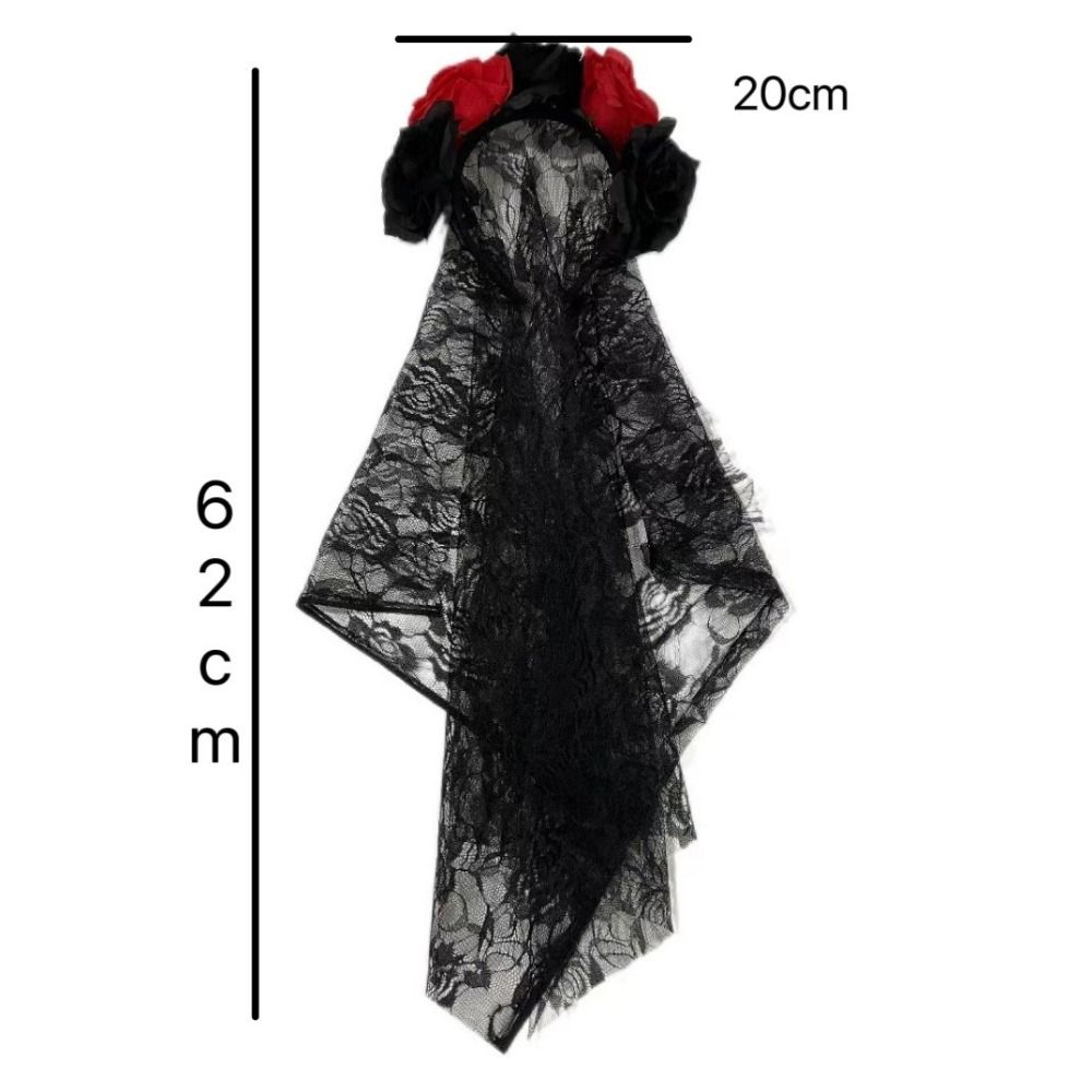Spooky Lace Material Ghost Bride Headband Gothic Performance Prop Floral Lace Veil Spooky Hair Accessories Theme Party