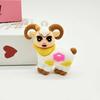 Cute Cartoon Chinese Zodiac Animals Sheep Pendant Soft Pvc Floral Design For Keychain Bag Decor Kids Party Favors