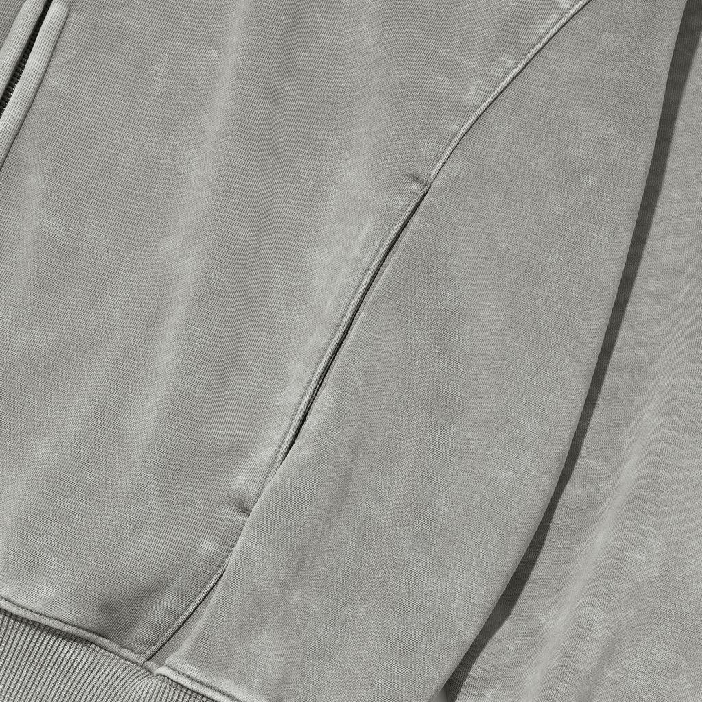 Filluminate Side Seam Pigment Zip Up-Gray