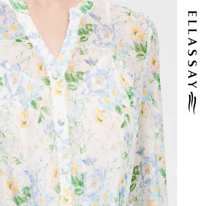 ELLASSAY Elegant Floral Gradient Silk Long Dress