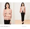 Spring and Autumn Solid Color V-Neck Long-Sleeved Jacket with Contrasting Design Women's Knitted Sweater