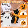 Rustic Farmhouse Halloween Table Decorations 3Pcs/Set Tiered Tray Decorations, Cute Ghost Pumpkin Black Cat Gift for Home Ornaments, Wooden