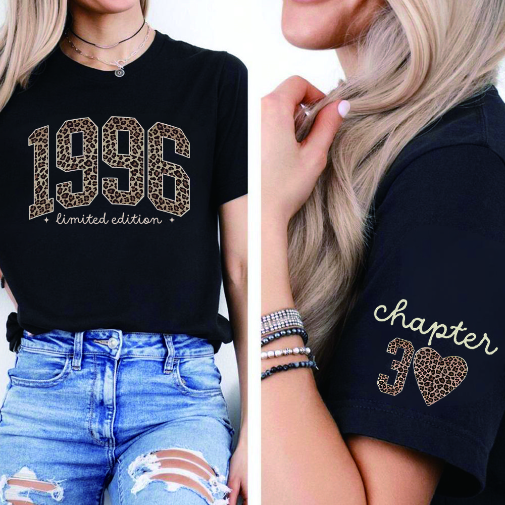 Retro Birthday T Shirt Leopard 40th Birthday 30th Shirt 1986 Graphic Shirts 50th Tshirt Unisex Retro Short Sleeves Casual Tops