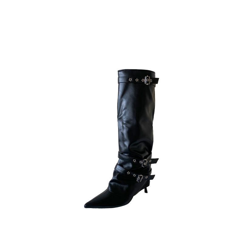 Fashionable Pointed Toe Slimming High Heel Booties French Style Sexy Autumn Winter New Arrival Internet Famous Women's Boots