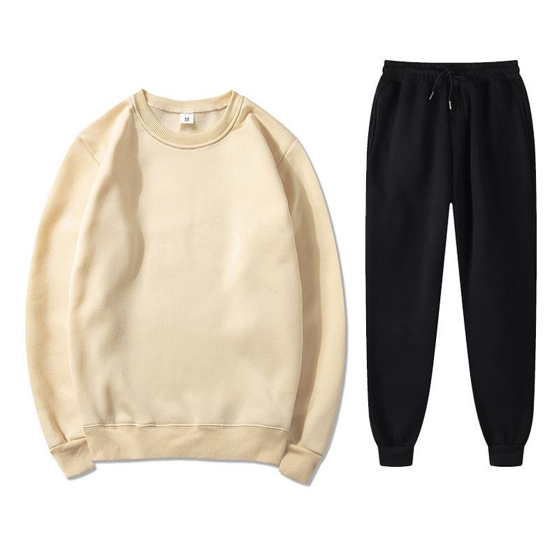 Unisex Autumn/Winter Fleece Sweatshirt & Sweatpants Set: Casual, Loose Fit