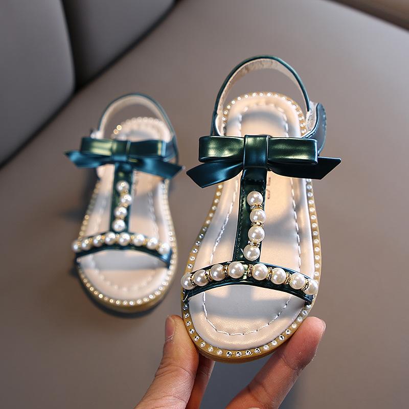 Dívčí sandály letní princezna boty Pearl Studentské sandály Baby Beach Shoes