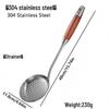 304 Stainless Steel & Wooden Handle Cookware Set: Spatula, Soup Ladle, Wok Spatula, Slotted Spoon, Iron Spatula for Stir-Fry & Frying Pan