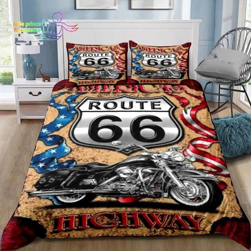 Historic American Route 66 Comfortable Duvet Quilt Cover Pillowcase Bedding Set Children Bedroom Decoration Home Textile Single
