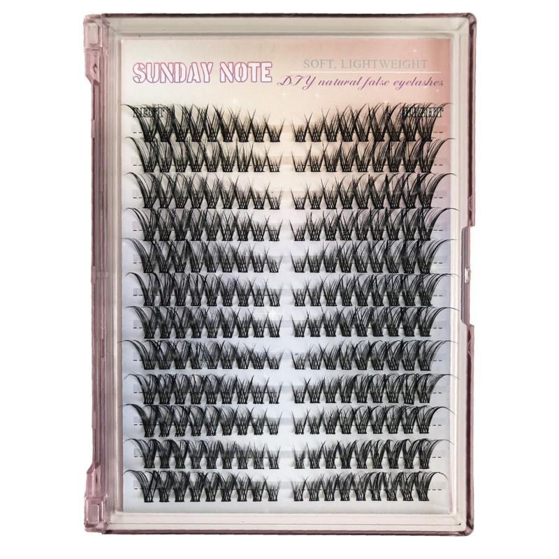 Individual Cluster False Eyelashes 216 Pieces 12 Rows Dense Separated Lashes Synthetic Fiber Black