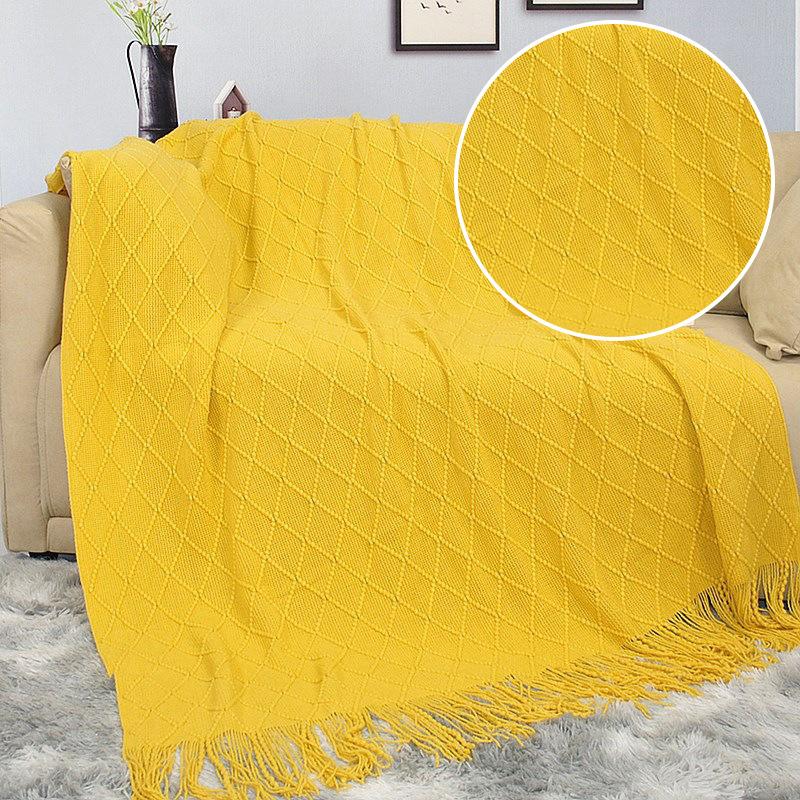 Office Bed Thickened Premium Sofa Blanket New Nordic Style Autumn and Winter Fringed Blanket